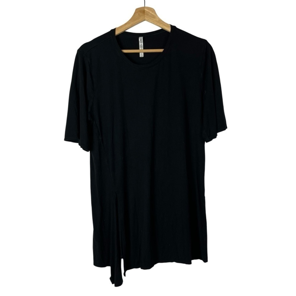 Fabletics Black Crewneck Tie Drape Front Short Sleeve Athletic T-Shirt M